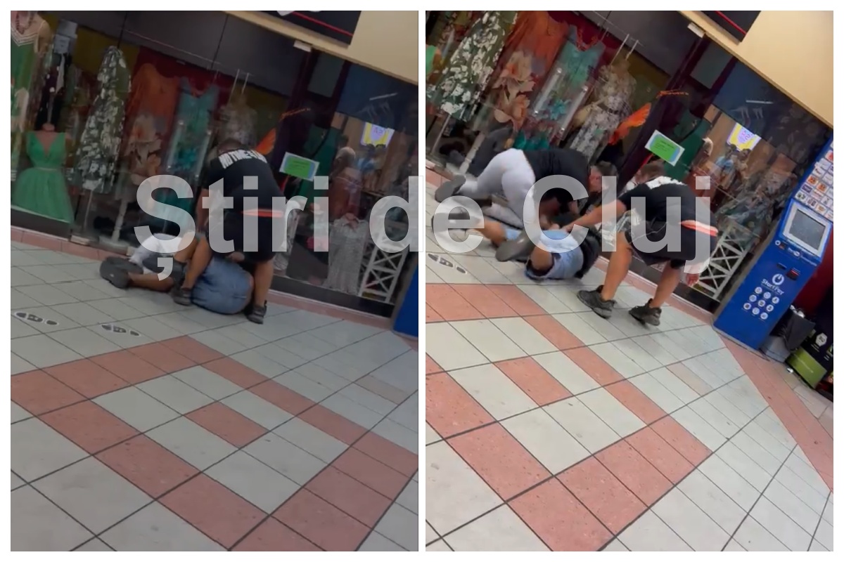 EXCLUSIV VIDEO. Bătaie în centrul comercial Sora din centrul Clujului, azi-noapte. Martor: „Totul ar fi pornit de la o țeapă”