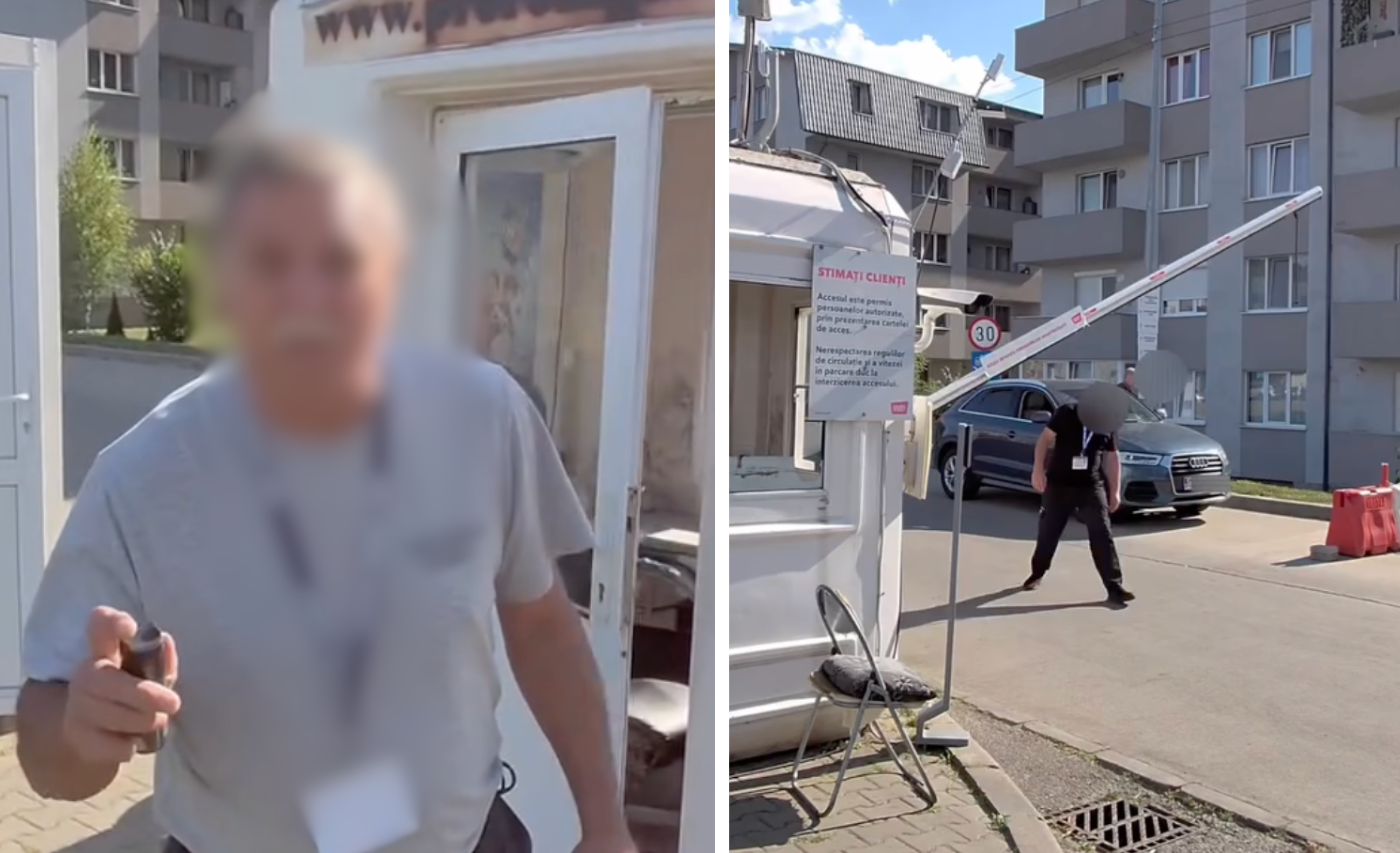 VIDEO. Doi influenceri cunoscuți din Cluj, amenințați cu spray-ul lacrimogen de un agent de pază: „Nu dau eu cu pumnul, dar am dreptul cu spray-ul”
