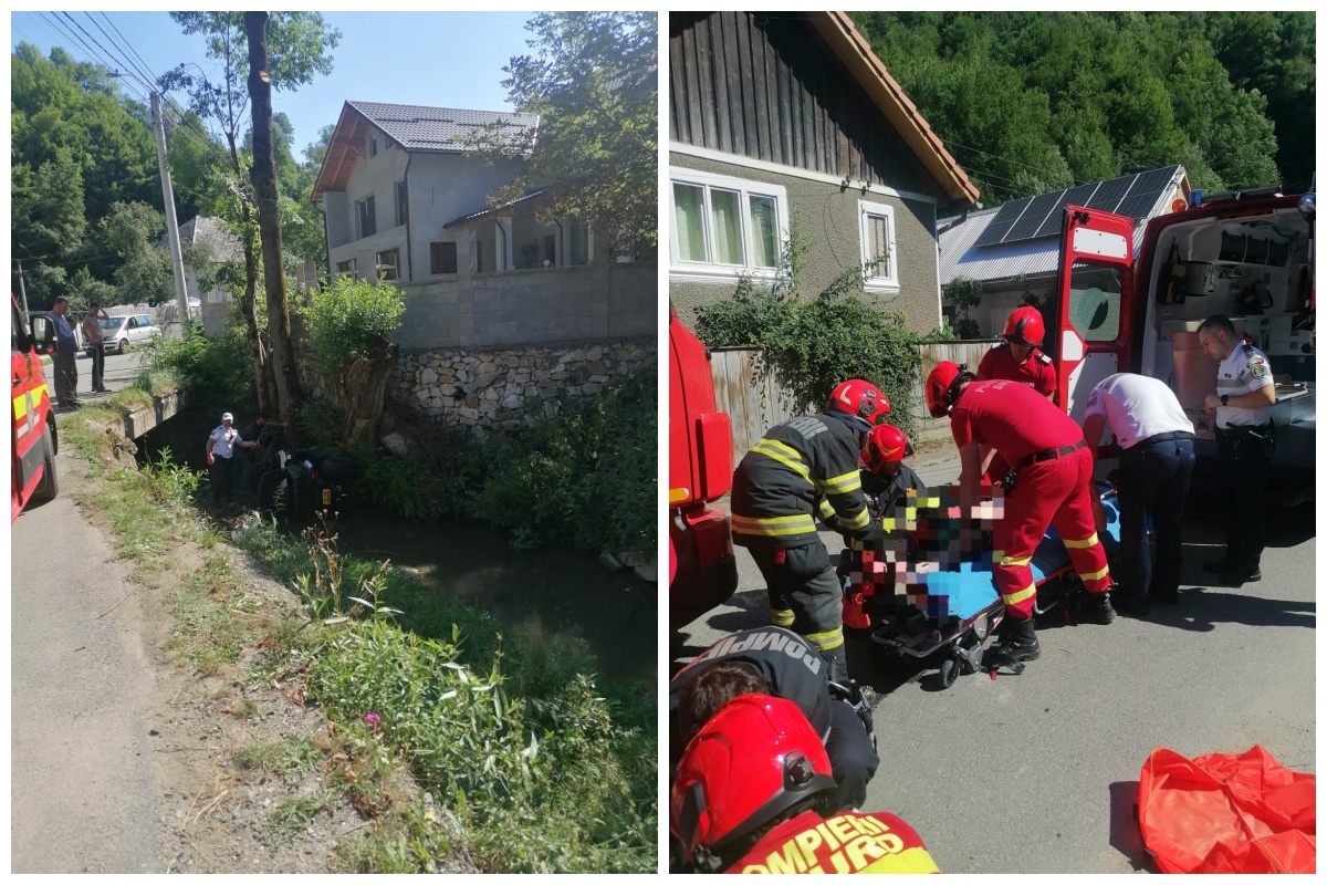 O familie s-a răsturnat cu ATV-ul într-o albie! Femeie din Florești, Cluj, fetița de 3 ani și soțul transportați la urgență FOTO