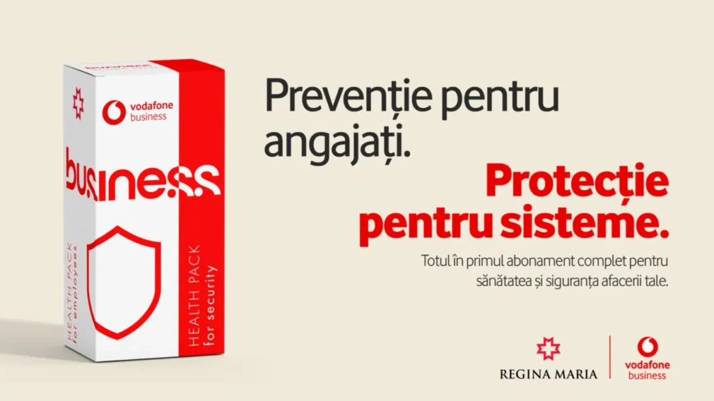 Vodafone Business și Rețeaua de sănătate Regina Maria transformă modul în care antreprenorii își protejează afacerea: sănătatea angajaților și securitatea digitală, într-un singur abonament