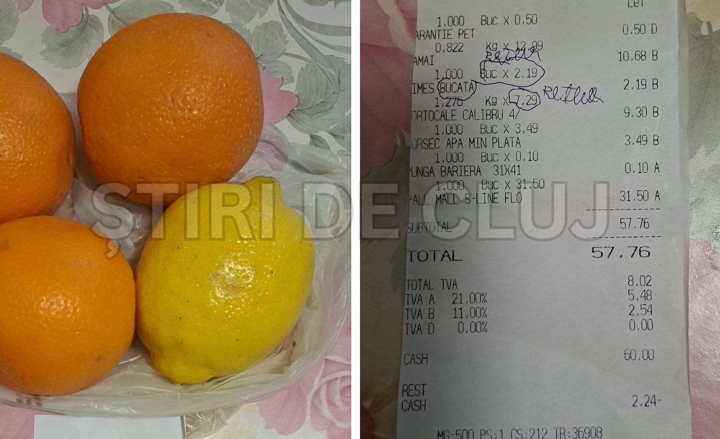 Acuzații de „furt la cântar” la casă într-un supermarket din Cluj. Clujeancă: „O lămâie m-a costat 10 lei. Avea 200 de grame, cântarul a marcat 822 grame”
