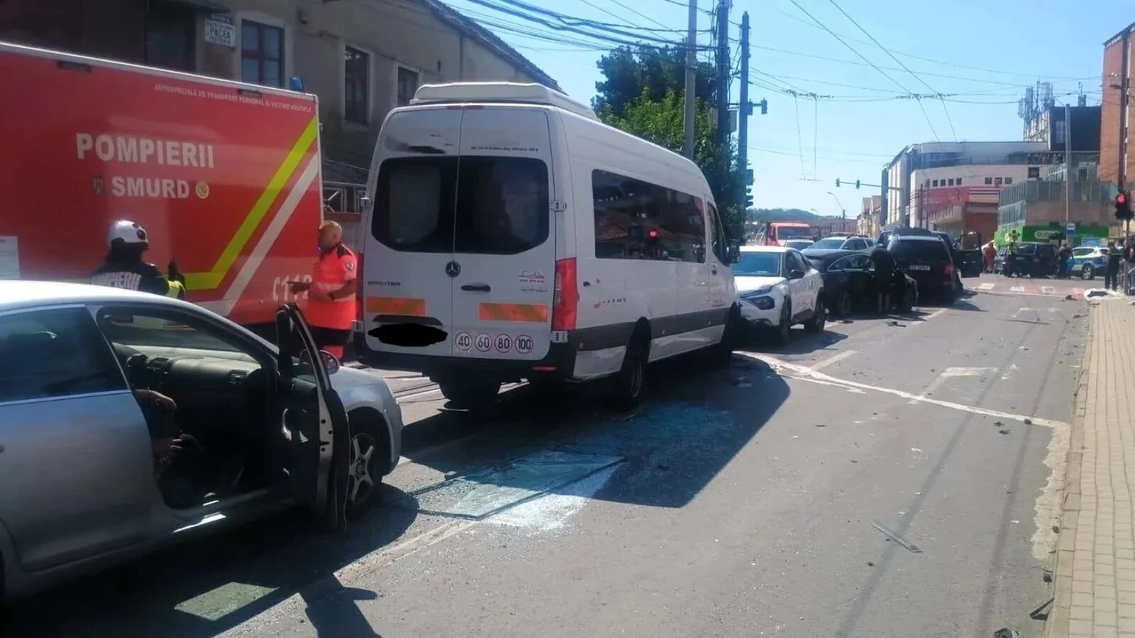 Planul Roșu, activat în Sibiu. Accident cu un autobuz și m,ai multe mașini, sunt mai multe victime