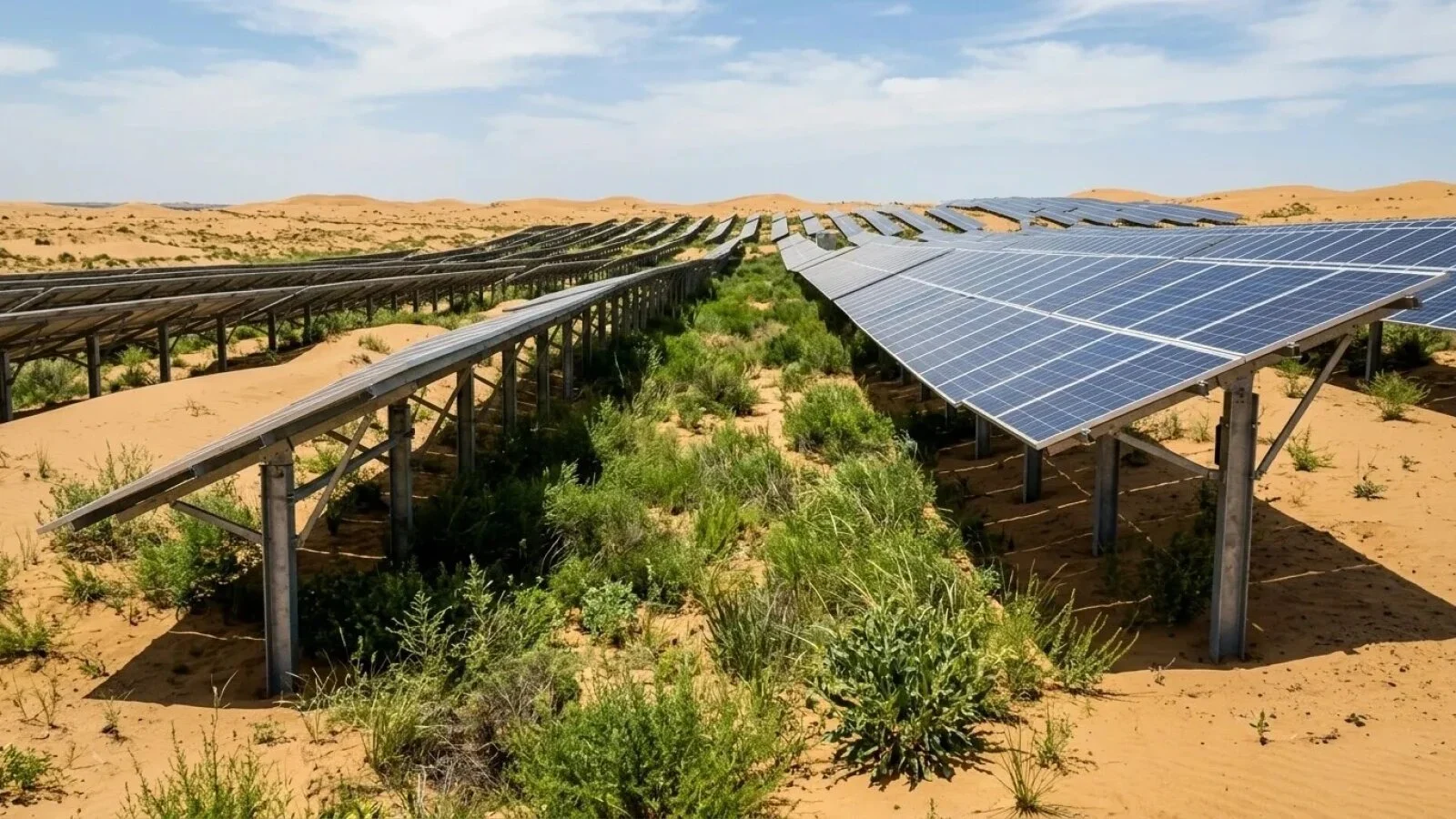 Parcuri solare în deșert: Cum ajută panourile fotovoltaice la vegetație