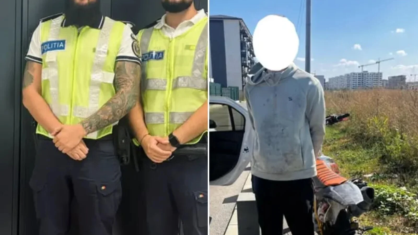 VIDEO Urmărire ca în filme în Chiajna: Polițiștii au lăsat autospeciala și au alergat pe câmp după un motociclist fără permis
