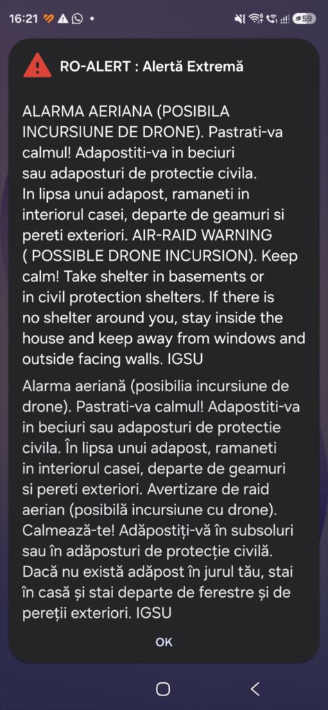 Alarmă cu dronă în județul Botoșani / Oamenilor li se cere să se adăpostească imediat