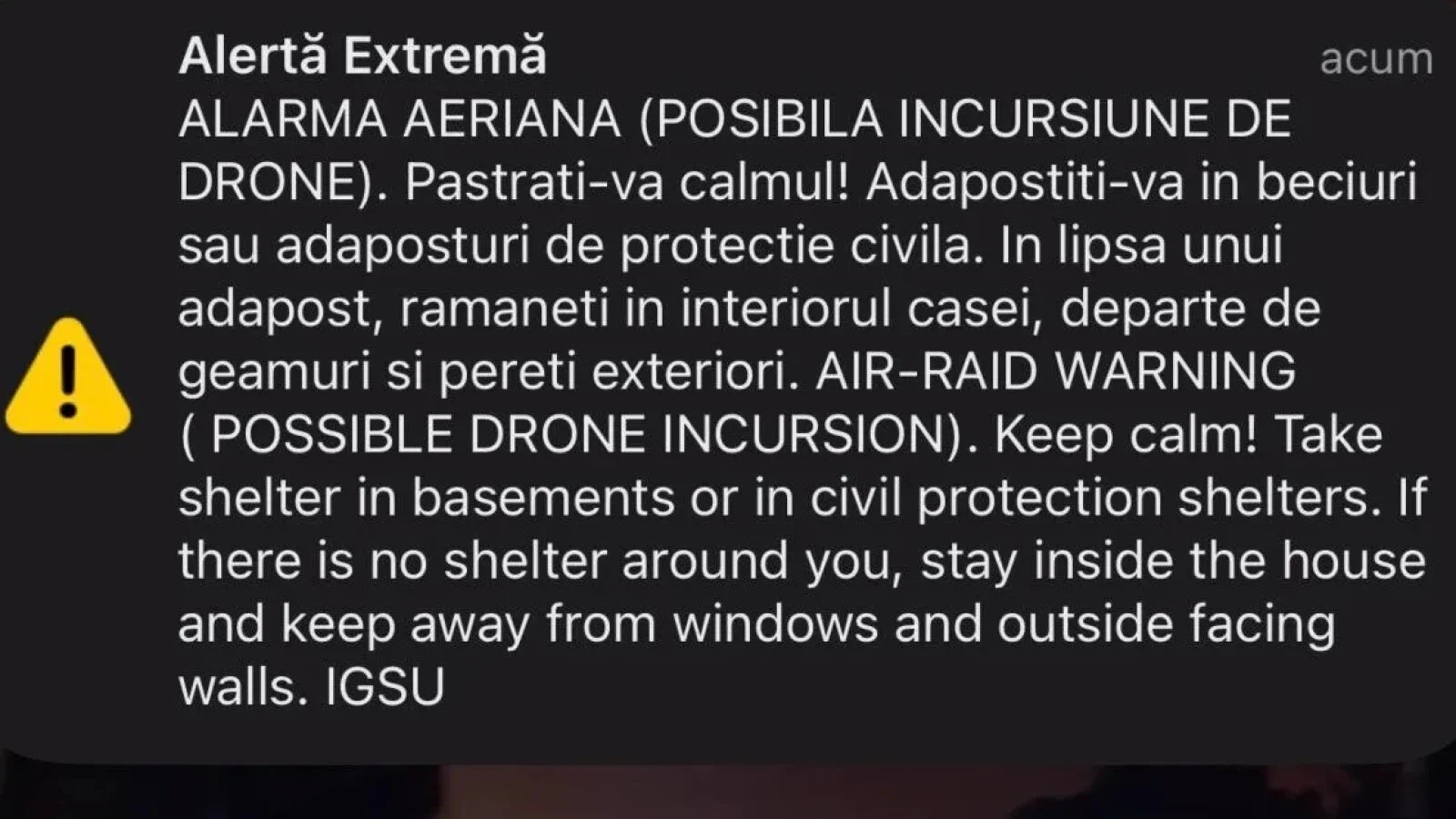 Alertă în Botoșani: RO-Alert emis după o posibilă incursiune de drone