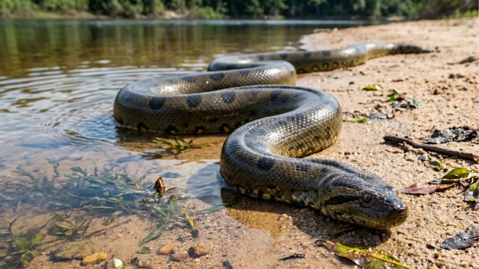 Anacondă de peste 2 metri, descoperită pe malul Dunării