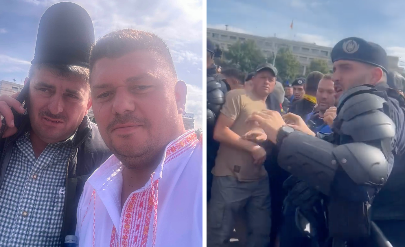 VIDEO. Consilier AUR din Cluj, în mijlocul îmbrâncelilor de la protestul oierilor! Ce căuta acesta în primul rând al confruntărilor cu jandarmii