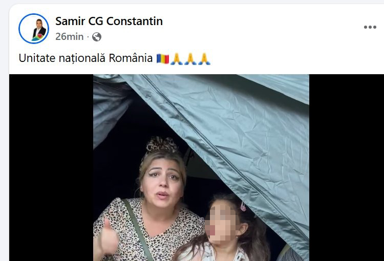 Femeia cu copilul din cortul instalat în fața Arestului Capitalei e membră a clanului Duduianu / A fost candidată din partea PRM la Consiliul Local sector 4 / Soțul ei e prezent și el la proteste