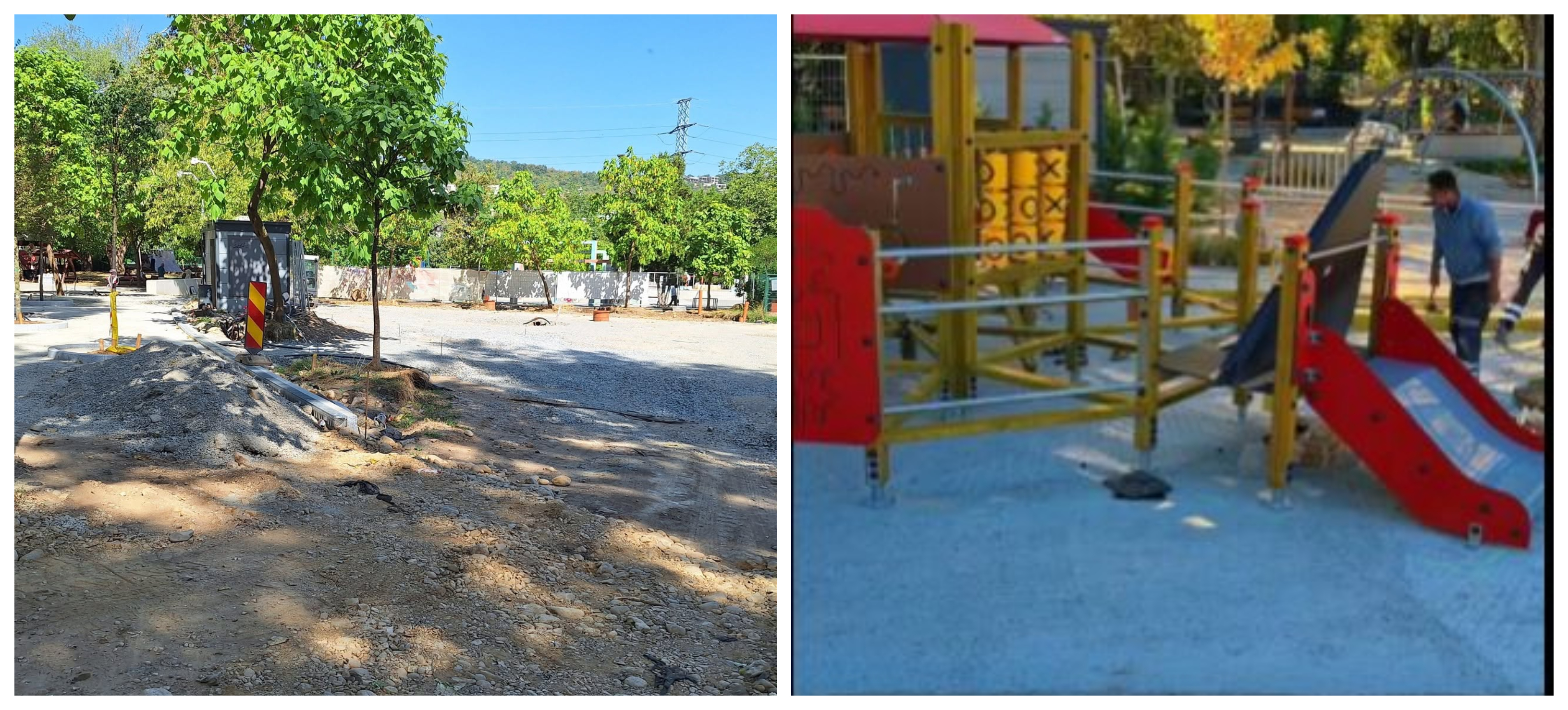 Părinții clujeni cer închiderea unui parc aflat în lucru: „Sunt dale de beton, una din ele l-a lovit pe un copil”