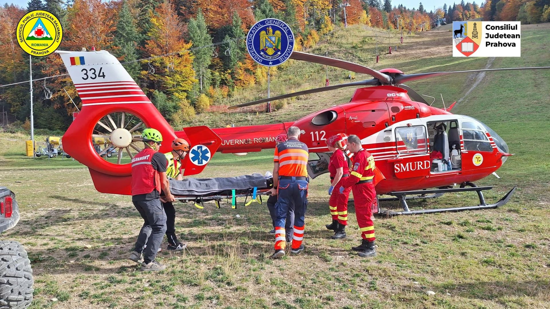 Accident grav pe un traseu de mountain-bike! Un băiat de 14 ani a suferit o fractură de femur și a fost transportat cu elicopterul la un spital
