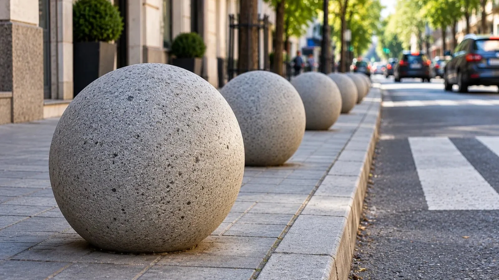 De ce se pun sfere de beton pe trotuare: Rolul lor ascuns