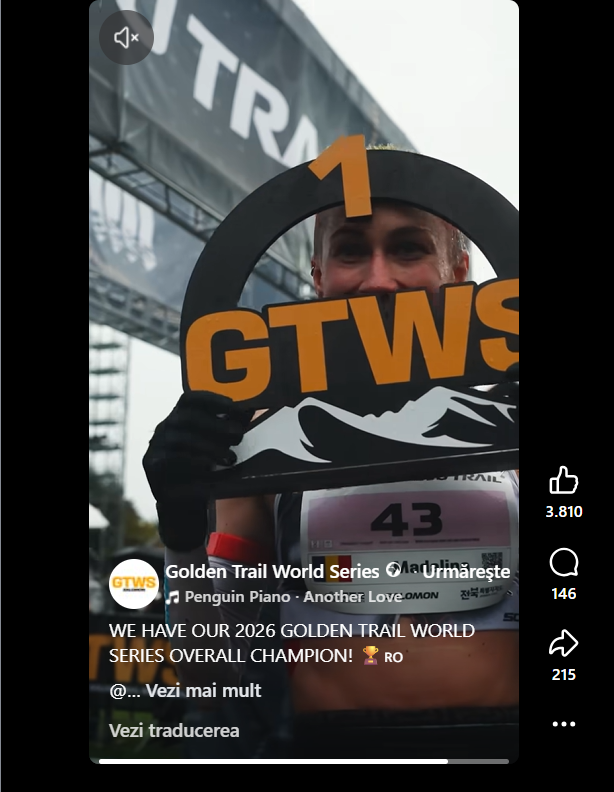 VIDEO | Cum a sărbătorit sportiva Mădălina Florea al doilea titlu consecutiv în Golden Trail World Series / Organizatorii îi aduc un omagiu: „Două sezoane. Două titluri. Și aceeași dragoste pentru alergare”