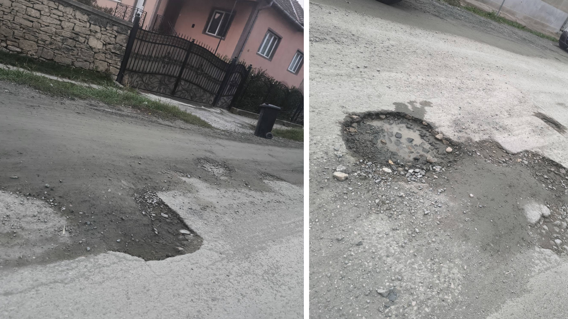 Drumuri deteriorate după lucrările de canalizare, într-o comună din Cluj! Gropile se agravează după fiecare ploaie, acuză un localnic